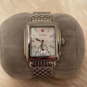 Michele Deco Mid Stainless Steel Diamond Watch